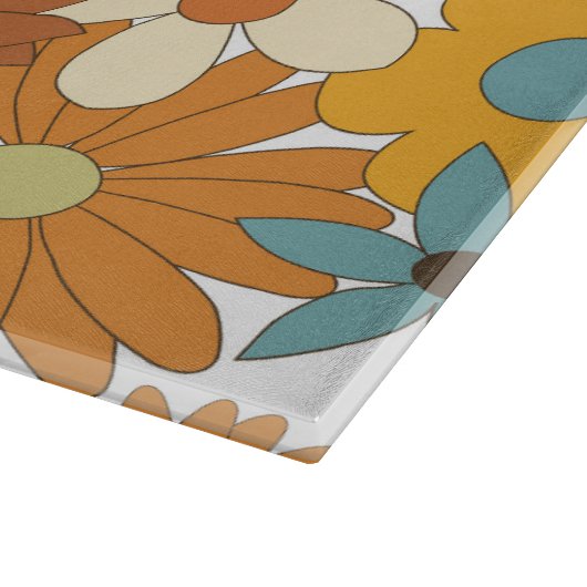 Farbiges Retro-Blume-Muster Schneidebrett (Ecke)