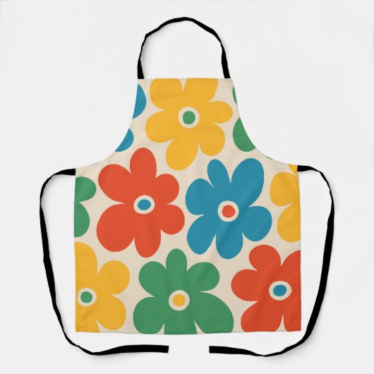 Farbiges Retro-Blume-Muster Schürze (Vorderseite)
