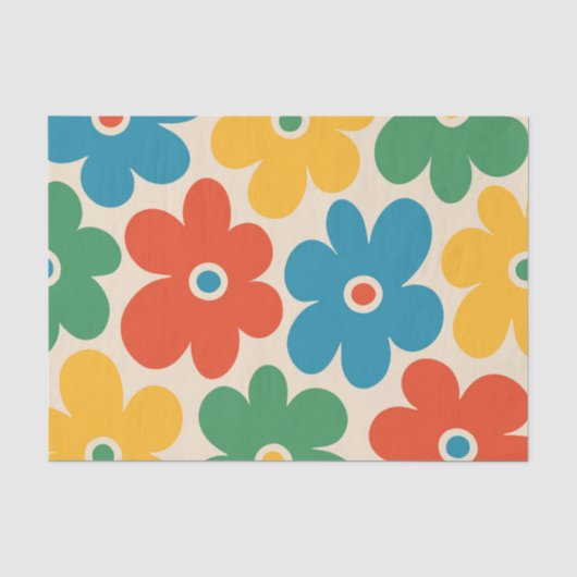 Farbiges Retro-Blume-Muster Seidenpapier (Vorderseite)