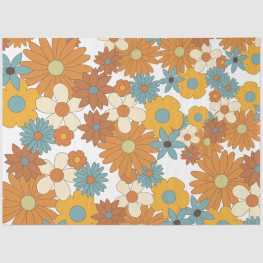 Farbiges Retro-Blume-Muster Seidenpapier (Vorderseite)