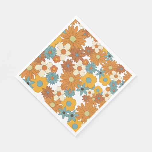 Farbiges Retro-Blume-Muster Serviette (Ecke)