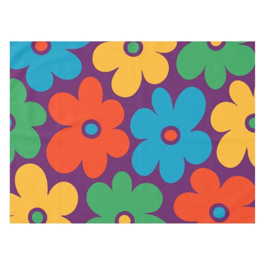 Farbiges Retro-Blume-Muster Tischdecke (Vorderseite (Horizontal))