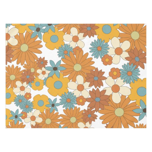 Farbiges Retro-Blume-Muster Tischdecke (Vorderseite (Horizontal))