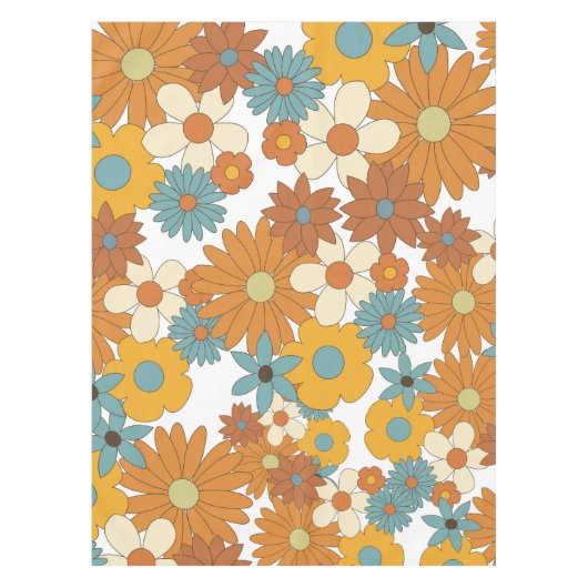 Farbiges Retro-Blume-Muster Tischdecke (Vorderseite)