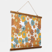 Farbiges Retro-Blume-Muster Wandteppich Mit Holzrahmen (Gewinkelt)