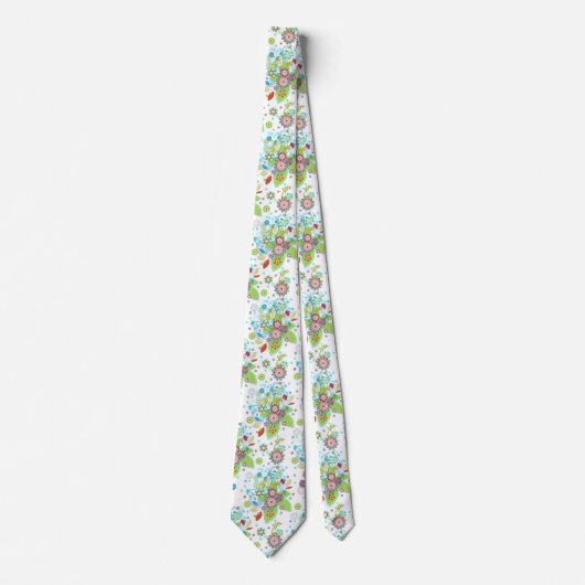 Farbiges Retro-Blume- und Wirbel-Muster Krawatte (Vorderseite)