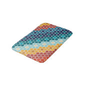 Farbiges Retro-Blumenmosaik Hexagon-Muster Badematte (Schrägansicht)