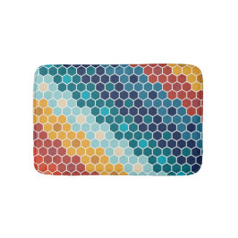 Farbiges Retro-Blumenmosaik Hexagon-Muster Badematte