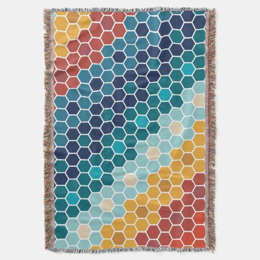 Farbiges Retro-Blumenmosaik Hexagon-Muster Decke (Vorderseite Vertikal)