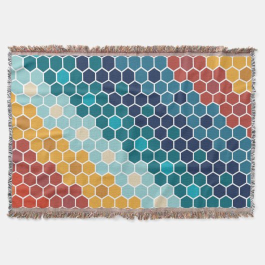 Farbiges Retro-Blumenmosaik Hexagon-Muster Decke (Vorderseite)
