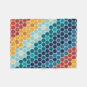 Farbiges Retro-Blumenmosaik Hexagon-Muster Fleecedecke (Vorderseite (Horizontal))