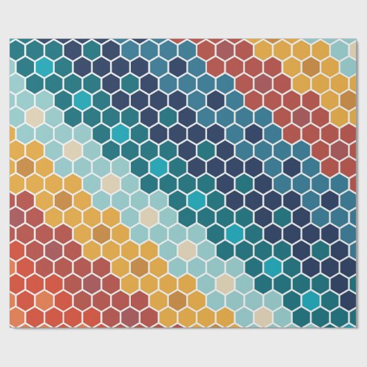 Farbiges Retro-Blumenmosaik Hexagon-Muster Geschenkpapier (Flach)