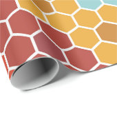 Farbiges Retro-Blumenmosaik Hexagon-Muster Geschenkpapier (Rolleneckpunkt)