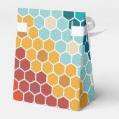 Farbiges Retro-Blumenmosaik Hexagon-Muster Geschenkschachtel (Rückseite)