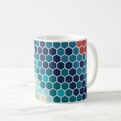 Farbiges Retro-Blumenmosaik Hexagon-Muster Kaffeetasse (VorderseiteRechts)