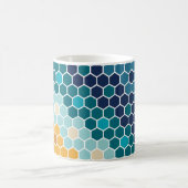 Farbiges Retro-Blumenmosaik Hexagon-Muster Kaffeetasse (Mittel)