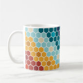 Farbiges Retro-Blumenmosaik Hexagon-Muster Kaffeetasse (Links)