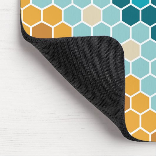 Farbiges Retro-Blumenmosaik Hexagon-Muster Mousepad (Ecke)