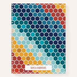 Farbiges Retro-Blumenmosaik Hexagon-Muster Notizblock