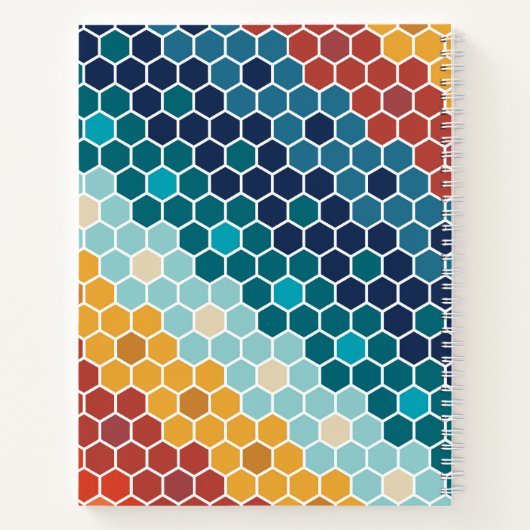 Farbiges Retro-Blumenmosaik Hexagon-Muster Notizblock (Rückseite)