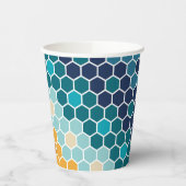 Farbiges Retro-Blumenmosaik Hexagon-Muster Pappbecher (Links)