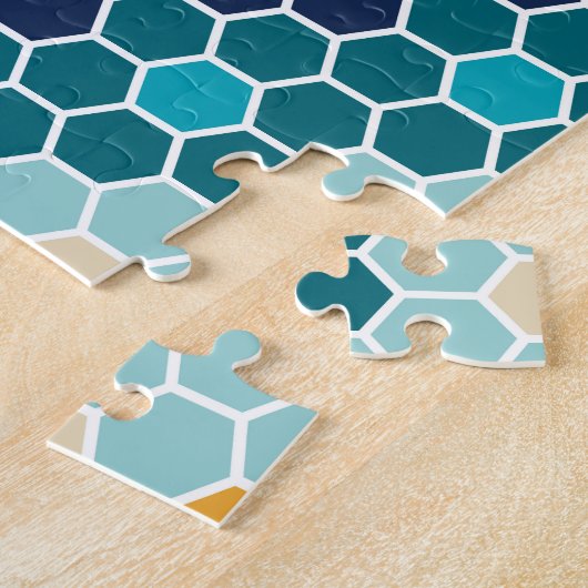 Farbiges Retro-Blumenmosaik Hexagon-Muster Puzzle (Seite)
