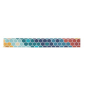 Farbiges Retro-Blumenmosaik Hexagon-Muster Satinband (Vorderseite)