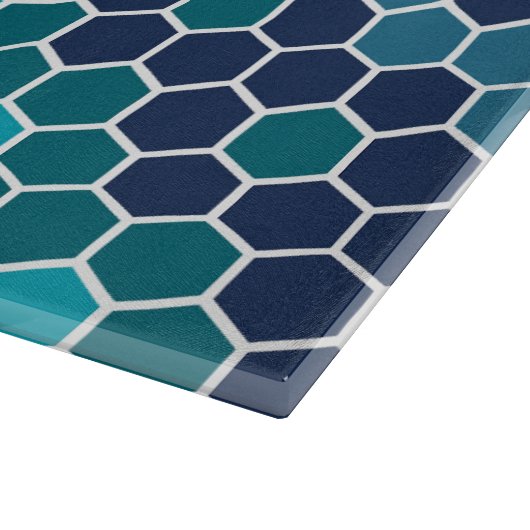 Farbiges Retro-Blumenmosaik Hexagon-Muster Schneidebrett (Ecke)