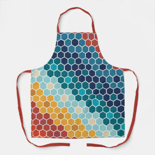 Farbiges Retro-Blumenmosaik Hexagon-Muster Schürze