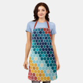 Farbiges Retro-Blumenmosaik Hexagon-Muster Schürze (Getragen)
