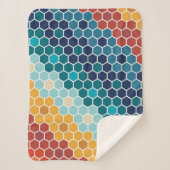 Farbiges Retro-Blumenmosaik Hexagon-Muster Sherpadecke (Vorderseite)