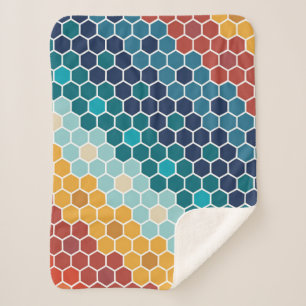 Farbiges Retro-Blumenmosaik Hexagon-Muster Sherpadecke