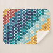 Farbiges Retro-Blumenmosaik Hexagon-Muster Sherpadecke (Vorderseite (Horizontal))