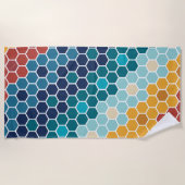 Farbiges Retro-Blumenmosaik Hexagon-Muster Strandtuch (Vorderseite)