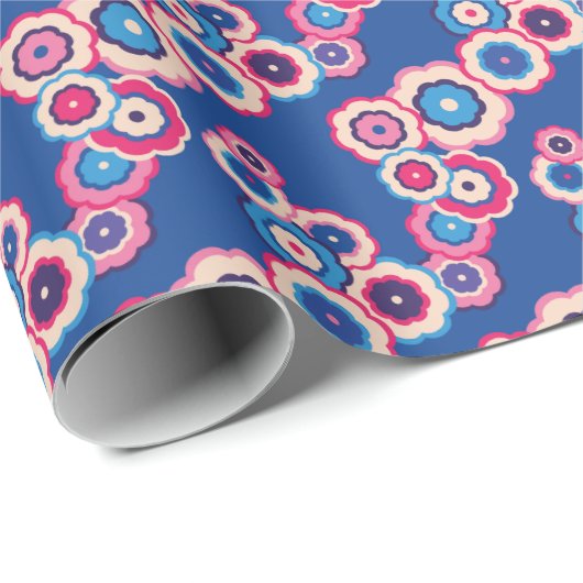 Farbiges Retro-Blumenmuster Geschenkpapier (Rolleneckpunkt)