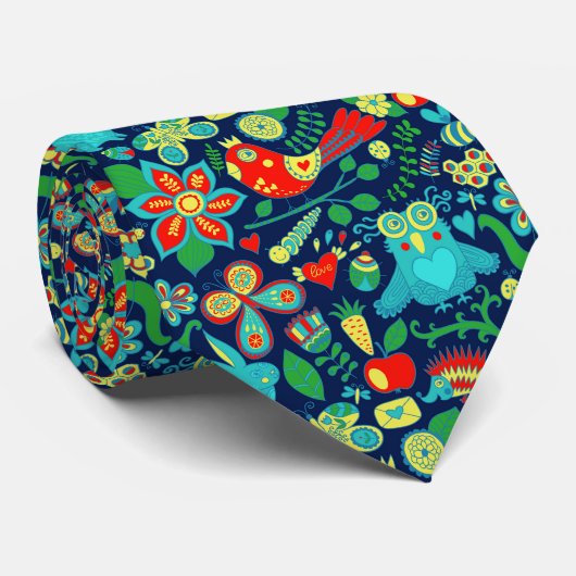 Farbiges Retro-Blumenmuster Krawatte (Gerollt)