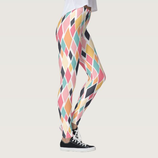 Farbiges Retro-Diamantmuster Leggings (Rechts)
