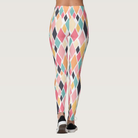Farbiges Retro-Diamantmuster Leggings (Rückseite)