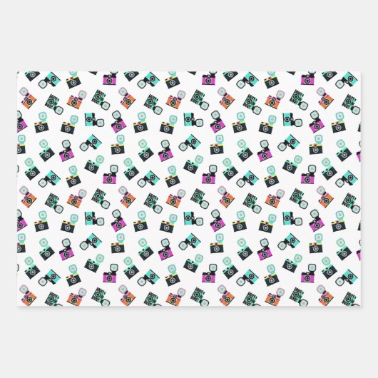 Farbiges Retro-Flash-Kameratyp Geschenkpapier Set (Vorderseite 2)