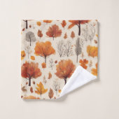 Farbiges Retro-Herbstmuster Badhandtuch Set (Waschlappen)