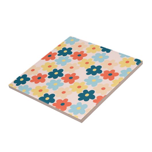Farbiges Retro-Hippie-Blume-Muster Fliese (Seite)