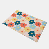 Farbiges Retro-Hippie-Blume-Muster Fußmatte (Schrägansicht)