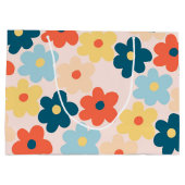 Farbiges Retro-Hippie-Blume-Muster Große Geschenktüte (Rückseite)