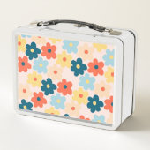 Farbiges Retro-Hippie-Blume-Muster Metall Brotdose (Rückseite)