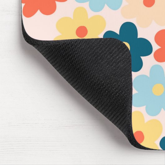 Farbiges Retro-Hippie-Blume-Muster Mousepad (Ecke)