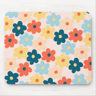 Farbiges Retro-Hippie-Blume-Muster Mousepad