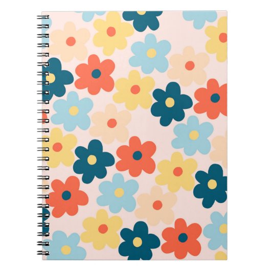 Farbiges Retro-Hippie-Blume-Muster Notizblock (Vorderseite)