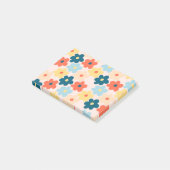 Farbiges Retro-Hippie-Blume-Muster Post-it Klebezettel (angewinkelt)