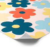 Farbiges Retro-Hippie-Blume-Muster Poster (Ecke)