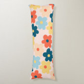 Farbiges Retro-Hippie-Blume-Muster Seitenschläferkissen (Vorderseite Vertikal)